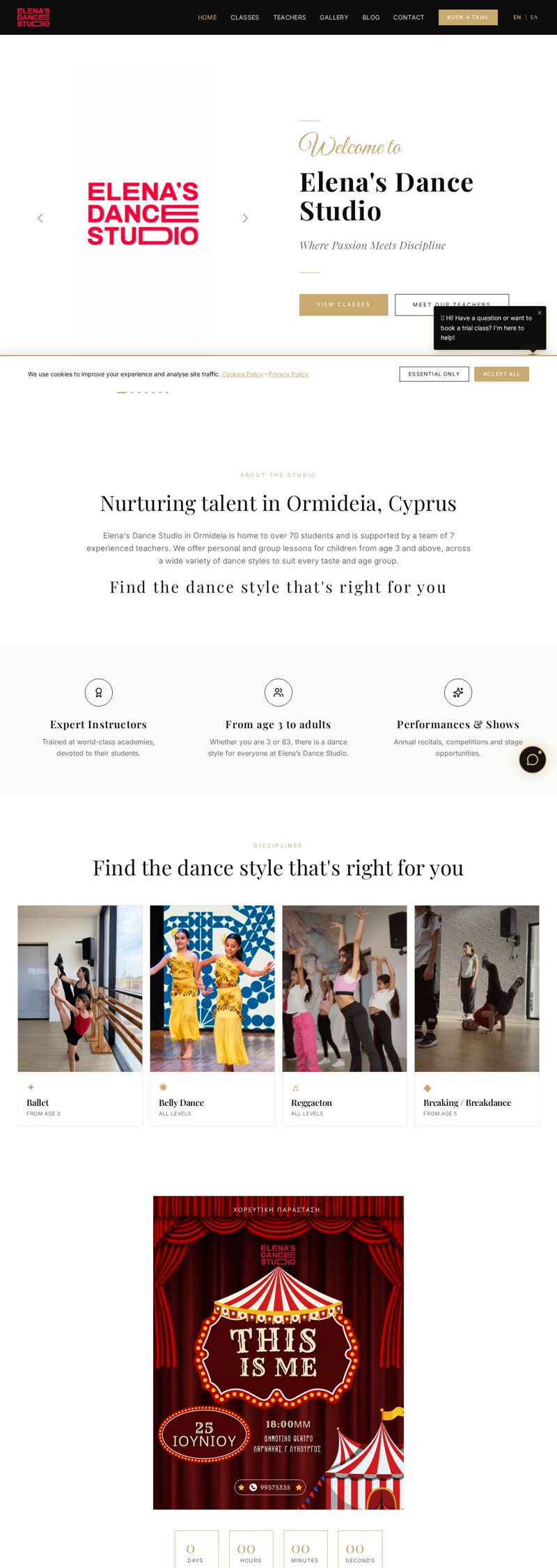Elena's Dance Studio website designed by Webly Cyprus