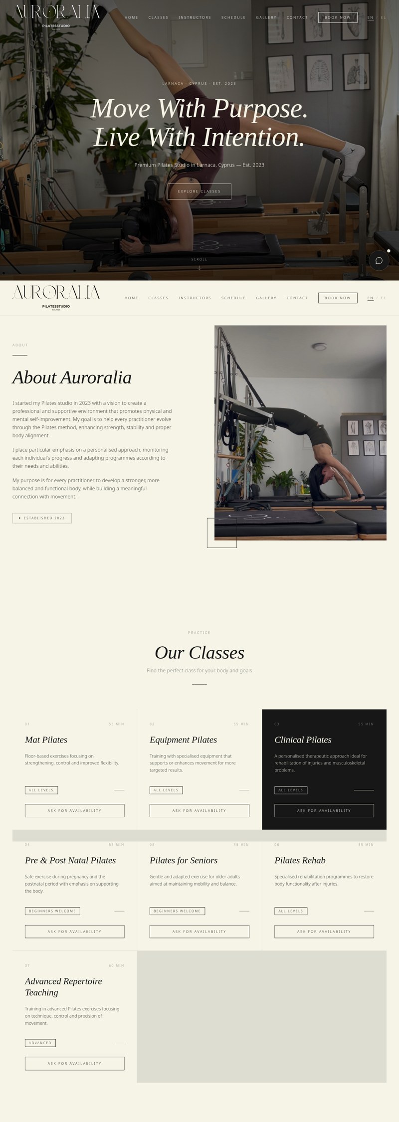 Auroralia Studio website designed by Webly Cyprus