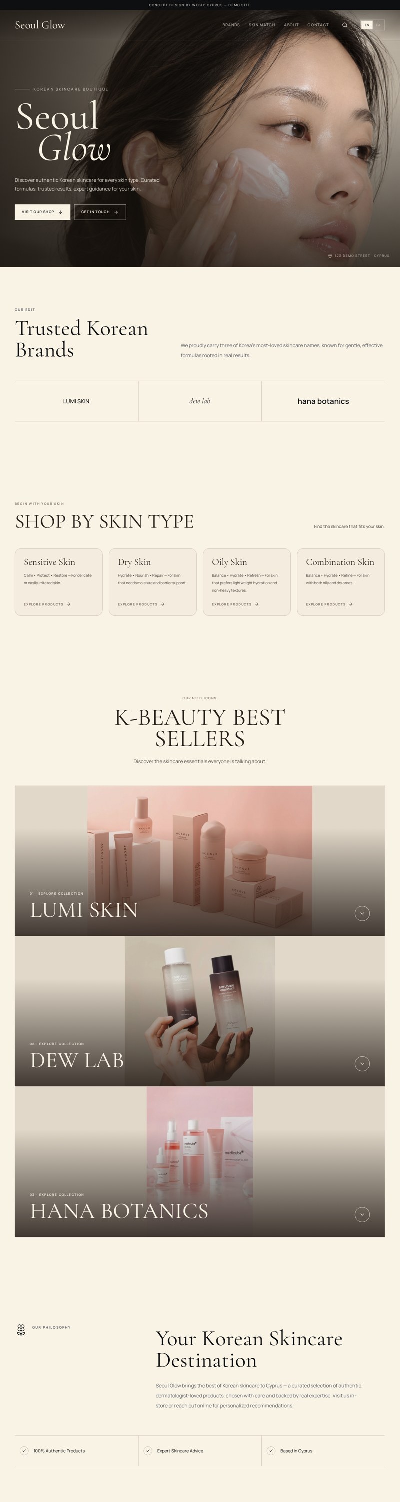 Seoul Glow Korean skincare boutique concept website