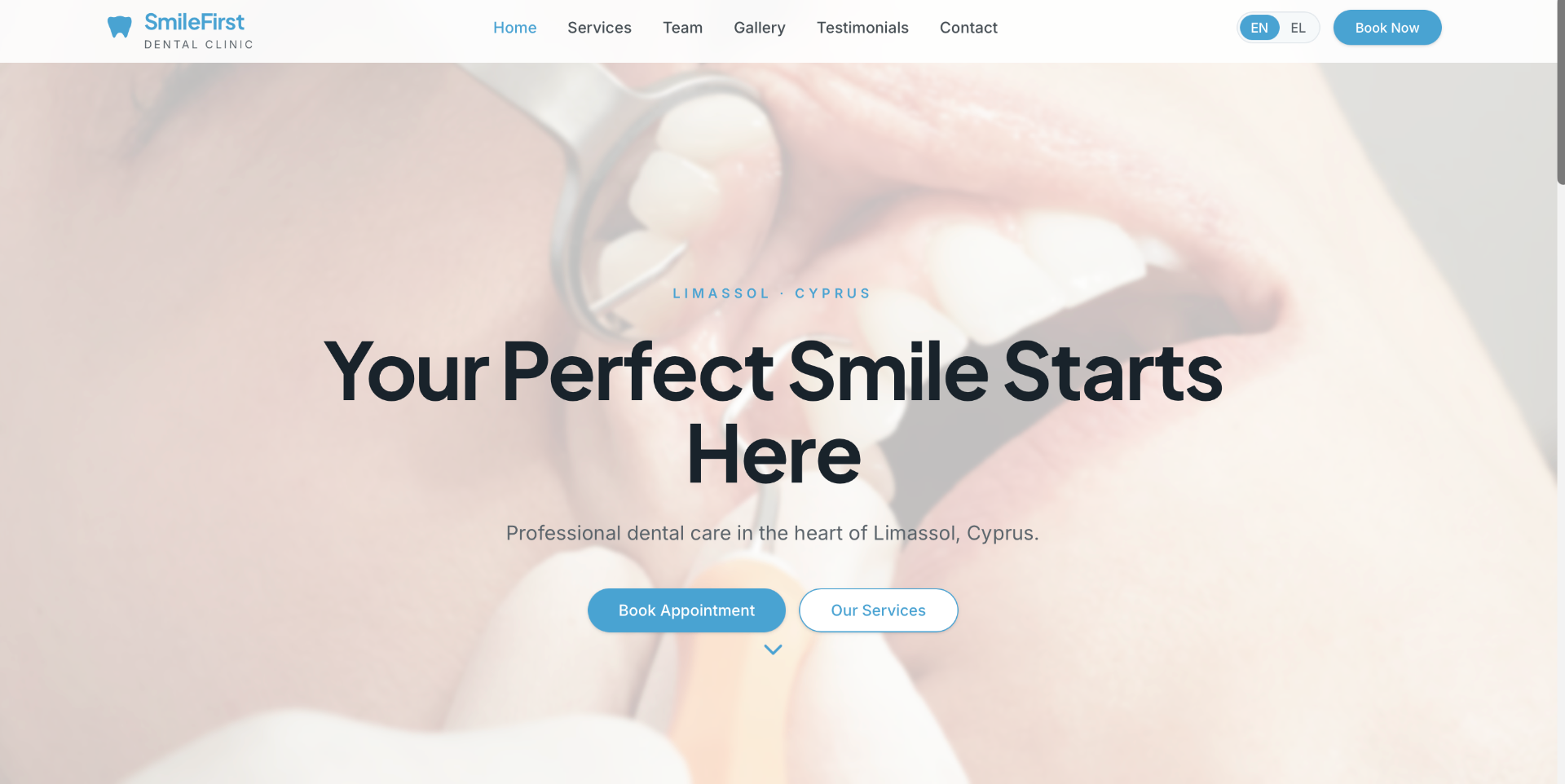 SmileFirst Dental website designed by Webly Cyprus